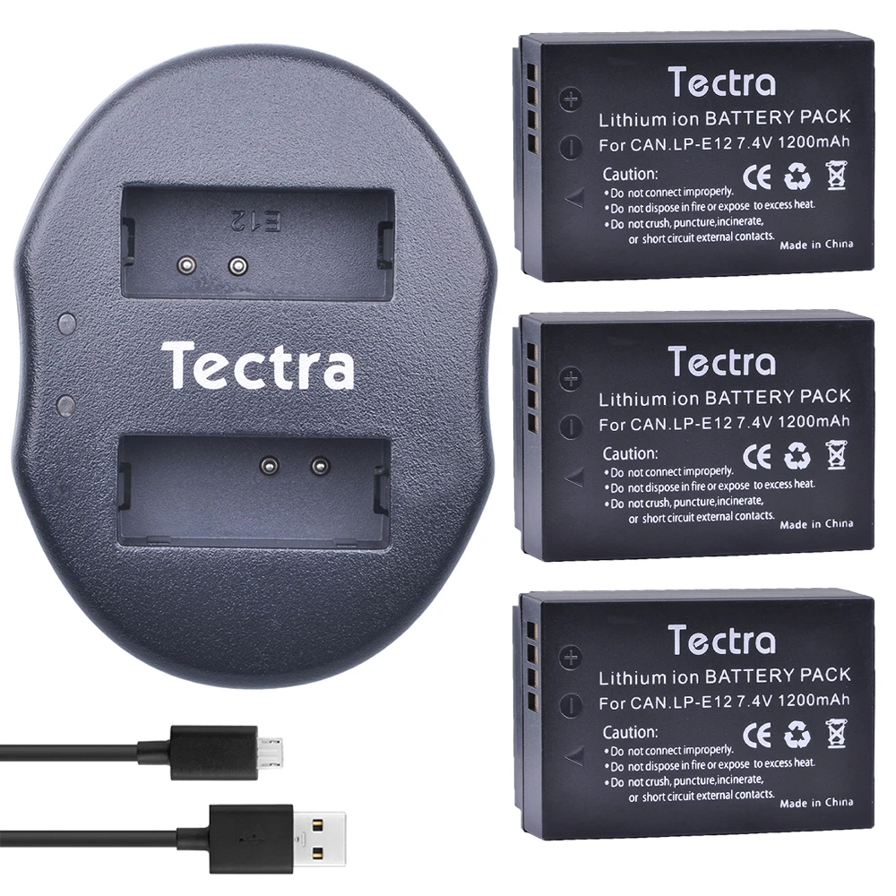 

Tectra 3 шт. LPE12 LP-E12 LP E12 литий-ионная камера Bateria + USB двойное зарядное устройство для Canon EOS M10 M100 M2 100D Rebel SL1 Kiss X7