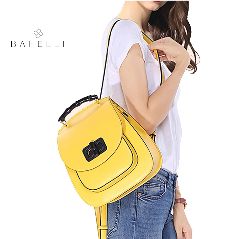 Женский кожаный рюкзак BAFELLI светло-желтый для путешествий подростков 2019 | Багаж и