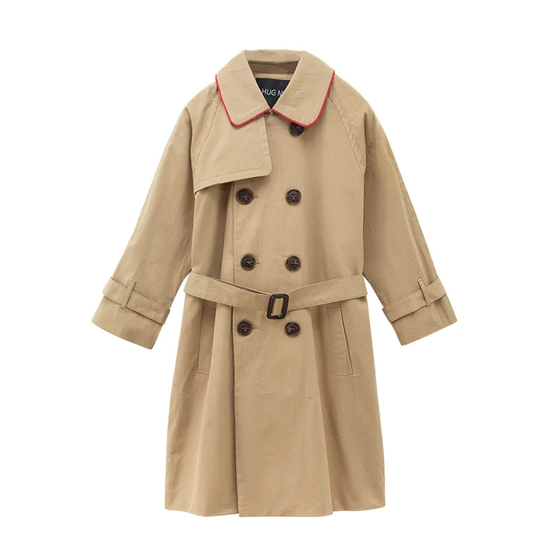 Ветровка для девочек двубортное пальто средней длинны 2018 Новое Стильное Детское