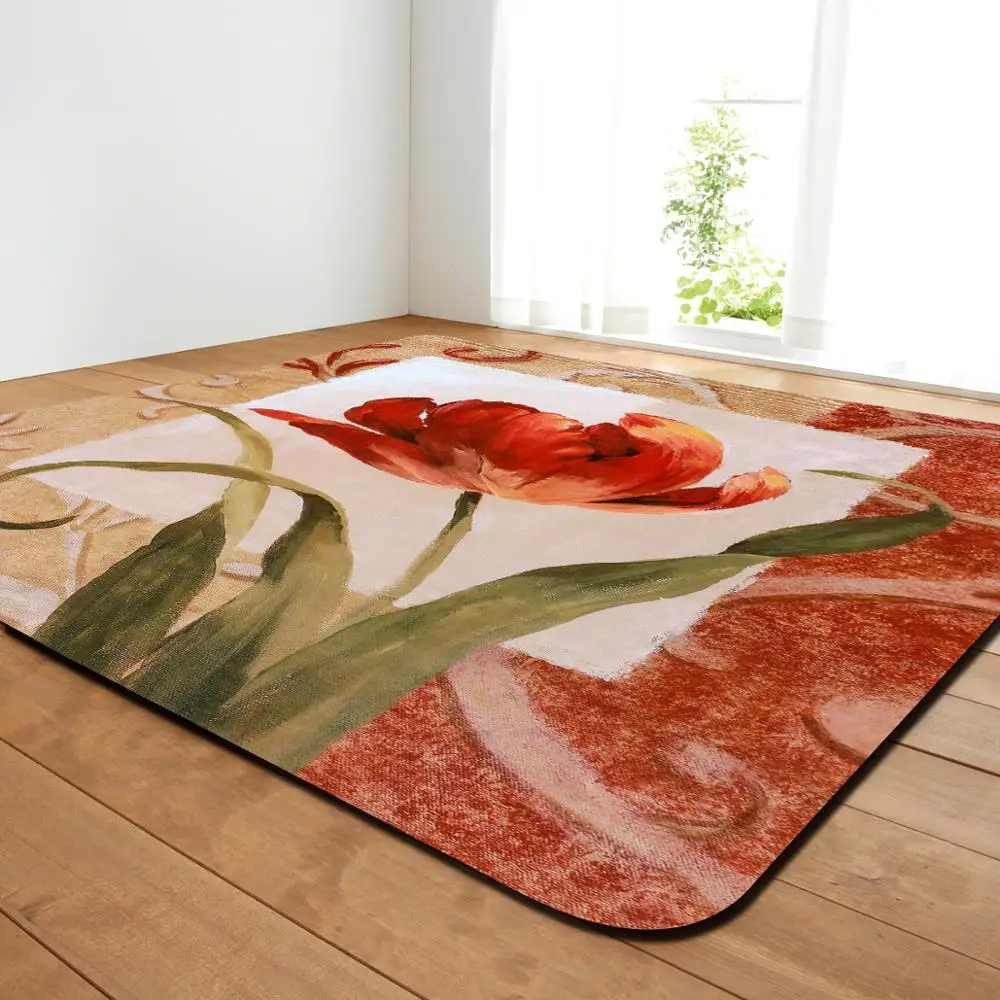 

Rose Print Carpets For Living Room Large Area Carpet Coffee Mats/rug Bedroom Decor Rugs Restaurant Bathroom Anti-Slip Carpet