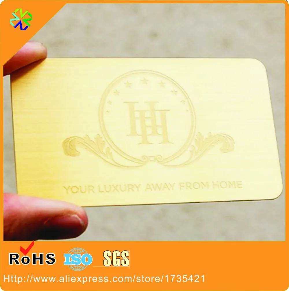 High Quality Gold Plated OEM Metal Business Card engraved logo and words