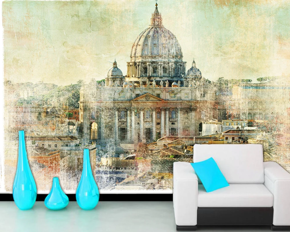 

Papel de parede Art building retro 3D Wallpaper,living room bedroom TV sofa wall bedroom kitchen restaurant cafe bar mural