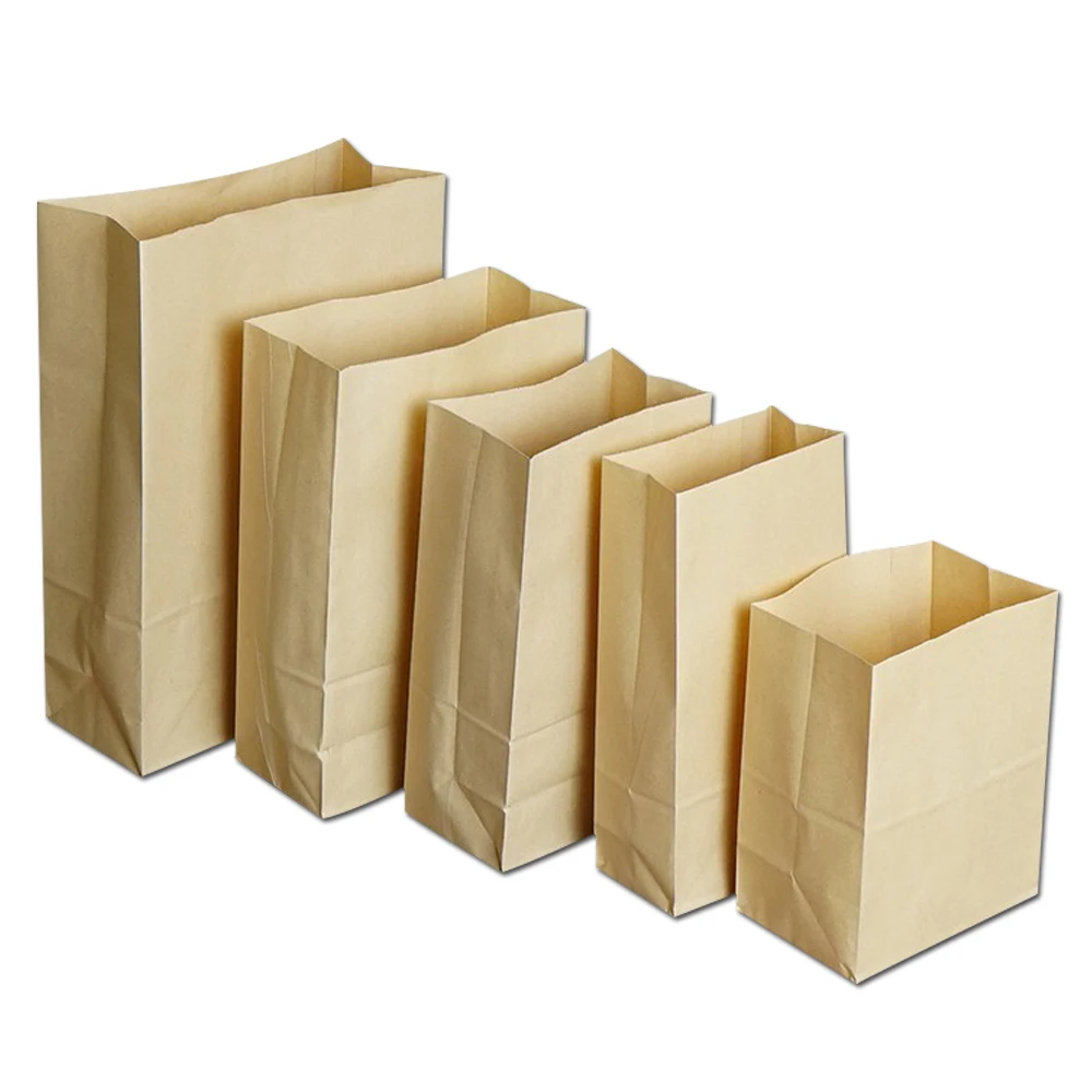 

50Pcs 15*9*28cm Kraft Paper Grocery Take Out Packaging Bag Stand Up Bread Cookies Food Package Pouch Gifts Retails Pack Bags