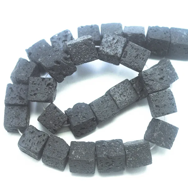 

1 Strings Natural Black Lava Volcano Powerful Strings For Jewelry Making Square Shape 8X8MM 10X10MM DIY Necklace Designs