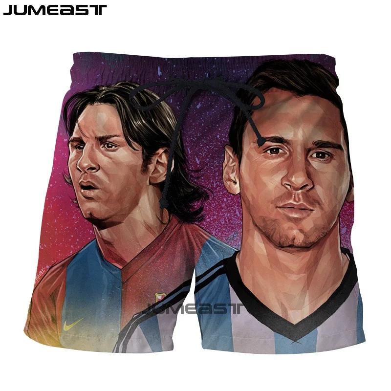 Jumeast Брендовые мужские/женские 3D принты "Футбол" Звезда Lionel Messi шорты летние быстросохнущие пляжные повседневные спортивные брюки короткие брюки - Цвет: 25