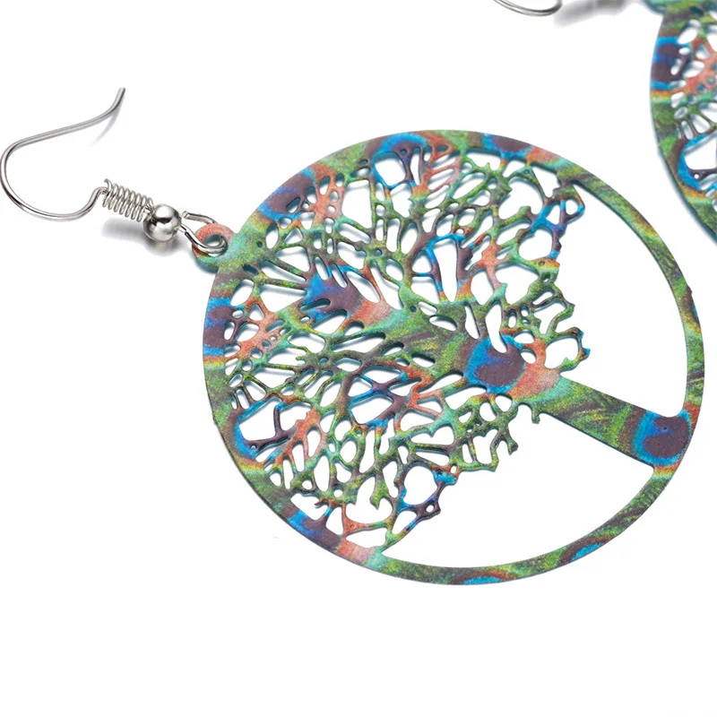 2019 популярные серьги пустое Дерево жизни печать ручной работы цветок творческие