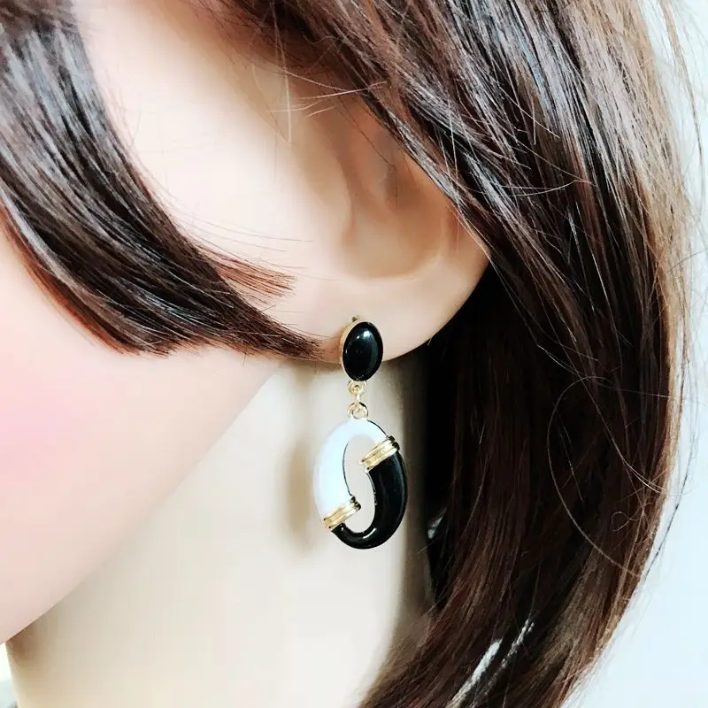 CHOW APINO эмаль белый и черный элегантные серьги для женщин День матери/подарок на