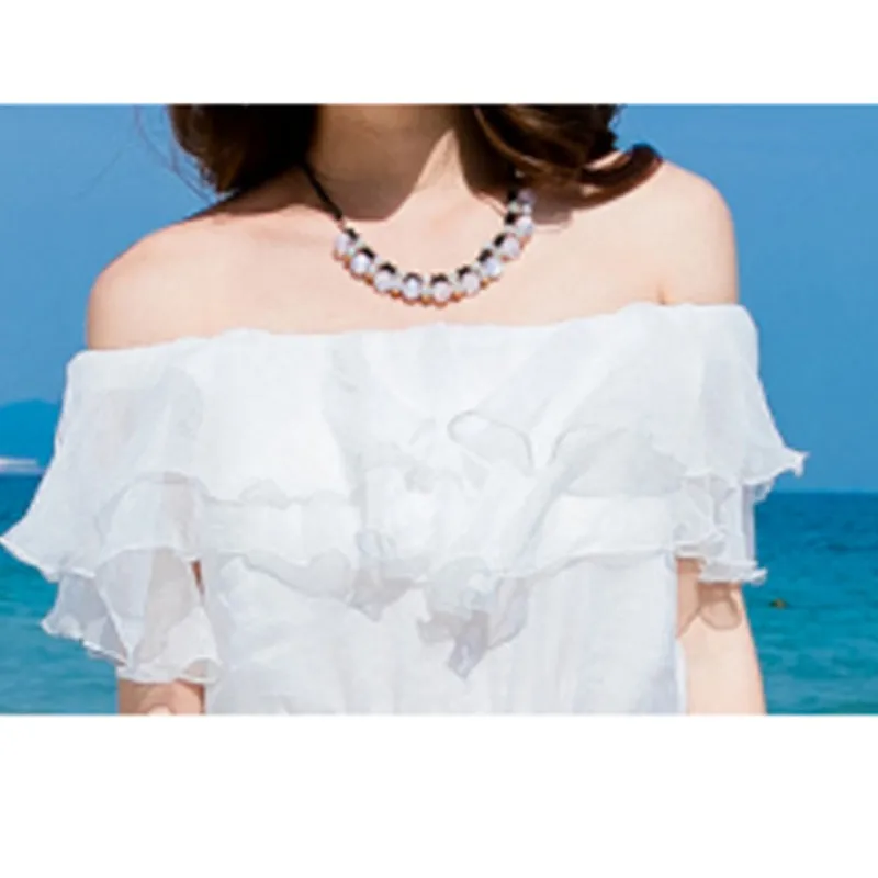 Женское платье YAGENZ белое богемное женские летние топы 2018 Пляжное Платье с