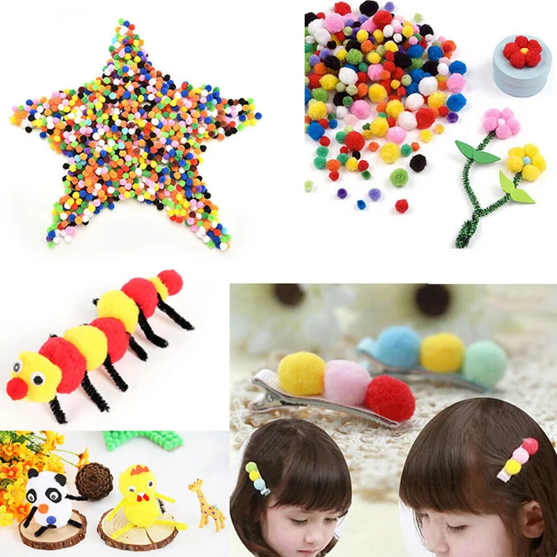 100 шт. разноцветные пушистые Помпоны для творчества|pompom balls|pompom minicraft pom poms balls |