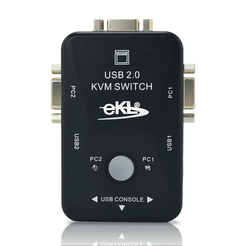 EKL 2 порта KVM USB VGA переключатель коробка с кнопкой управления включает кабель