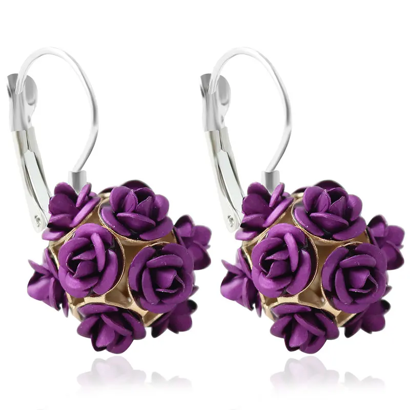 Лидер продаж элегантные серебряные серьги-клипсы F &amp U разных цветов с цветком
