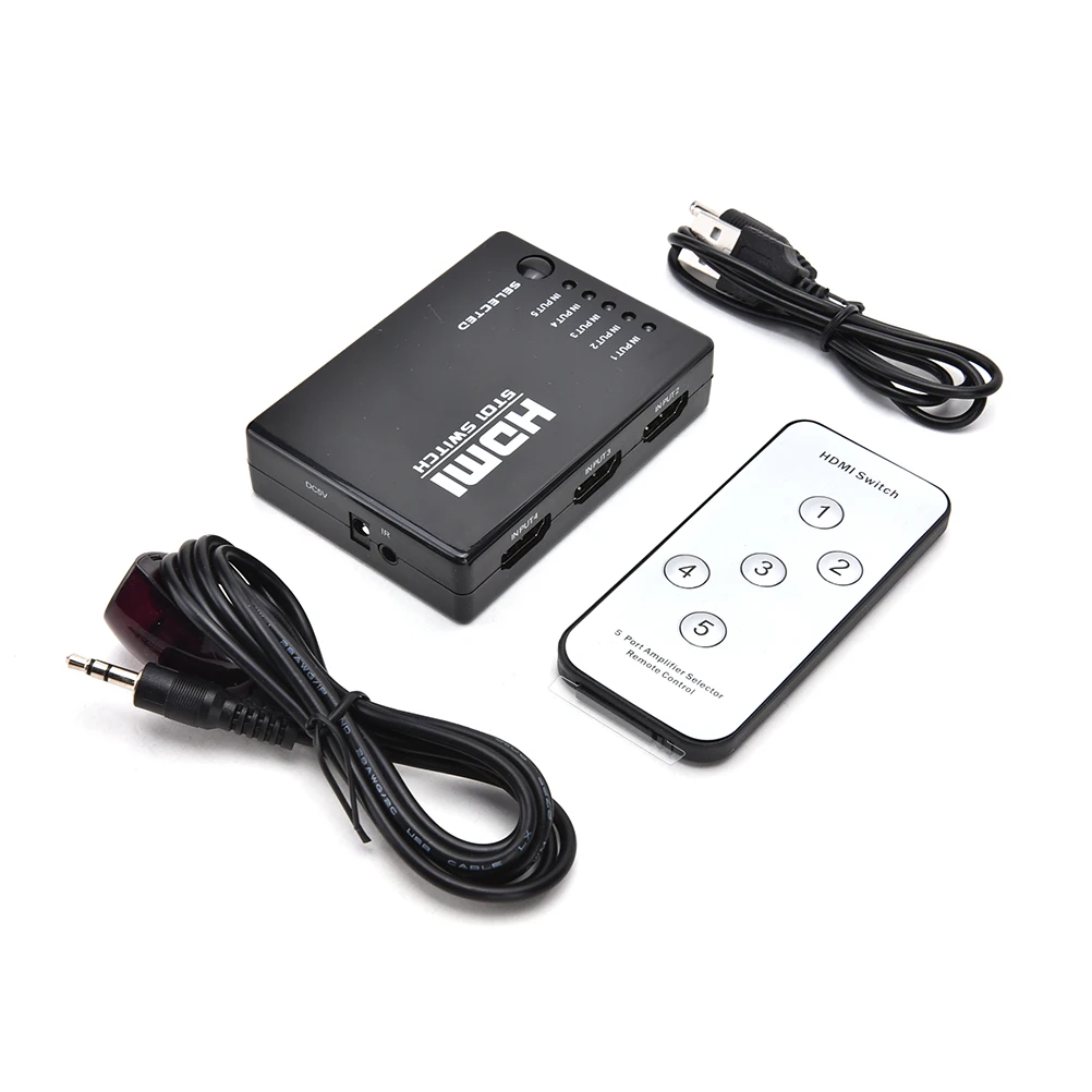 1 компл. Mini 5 портов 1080P видео HDMI переключатель сплиттер с ИК пультом