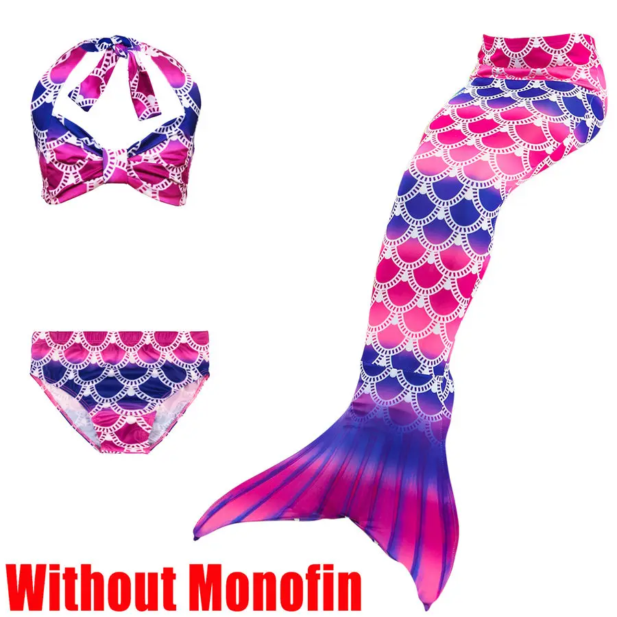 Without Monofin 3 Купальные костюмы с хвостом Русалочки для девочек, детский купальный костюм-бикини для костюмированной вечеринки - Цвет: Without Monofin 3