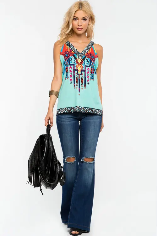 None sleeve printing tops in Summer JNT0023 |
