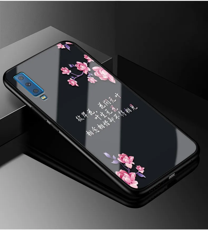 13 Для samsung A7 чехол A 7 PC Пластиковый стеклянный чехол для телефона черный TPU бампер чехол для samsung Galaxy A7 A750 7A чехол - Цвет: 13