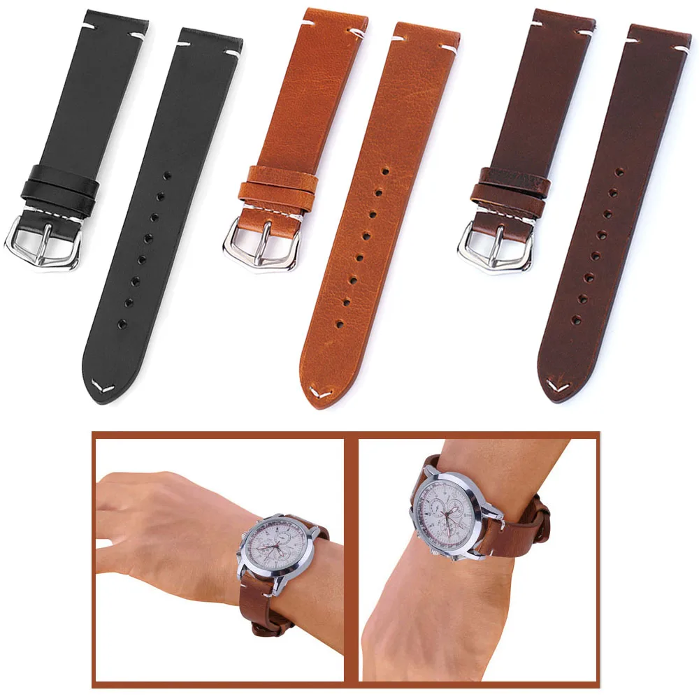 

Watch Band 24mm 22mm 21mm 20mm 19mm 18mm Thread Genuine Leather Watchband Replacement Watch Strap Belt Wristband Accessories