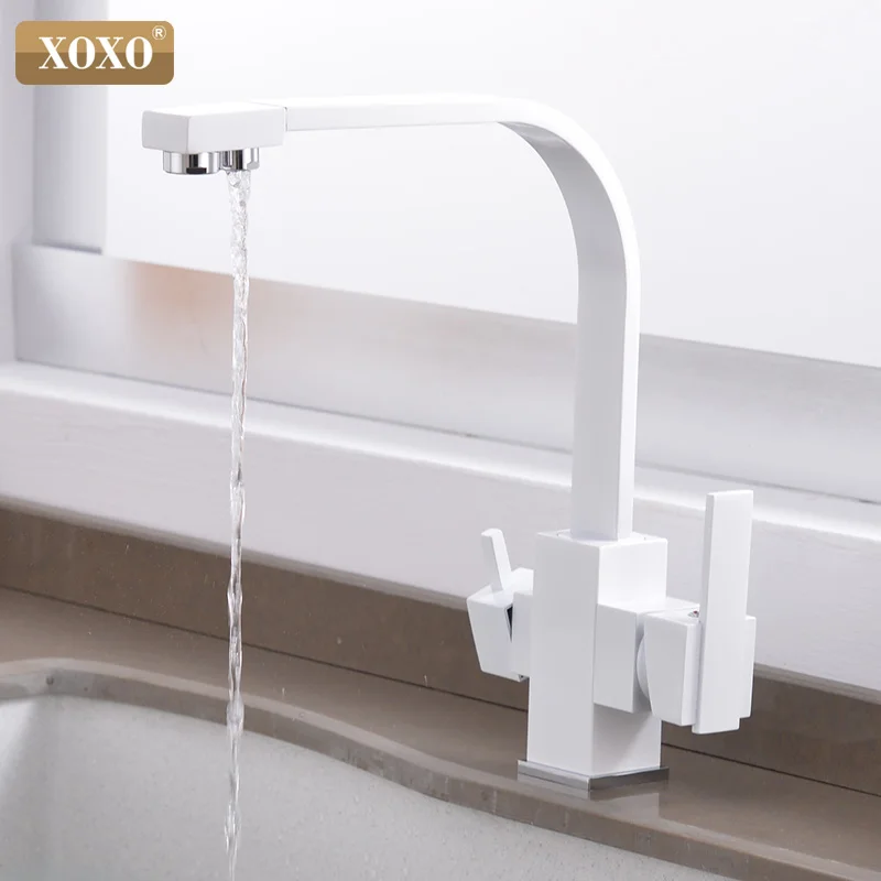 white XOXO фильтр для кухни кран для питьевой воды с одним отверстием черный горячей и холодной чистой воды раковины бортике смеситель кран 81058 - Цвет: white
