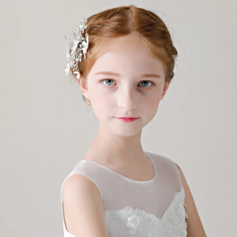 Charming Fabric Flower Hair Clips Hairpins Accessories Girls Birthday Headdress Rhinestone Children Pageant Prom Headwear Gifts | Украшения