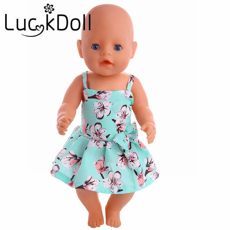 Платье на бретельках LUCKDOLL с цветочным принтом и бантом 18 дюймов американская