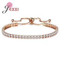 genuine austrian crystal bracelets for women white cz stone link chain charm bracelet best gift for lover wedding 925 silver
