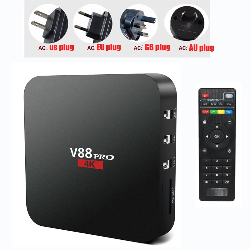 V88 PRO 4K Android 7,1 ТВ приставка RK3229 четырехъядерный медиаплеер WiFi USB Медиа приставка Android ТВ приставка MXR X96MINI 1G+ 8G/2G16G