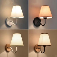 iron modern led wall lamp fabric lampshade bedside light concise wall sconces fixtures for home lightings lamparas de pared