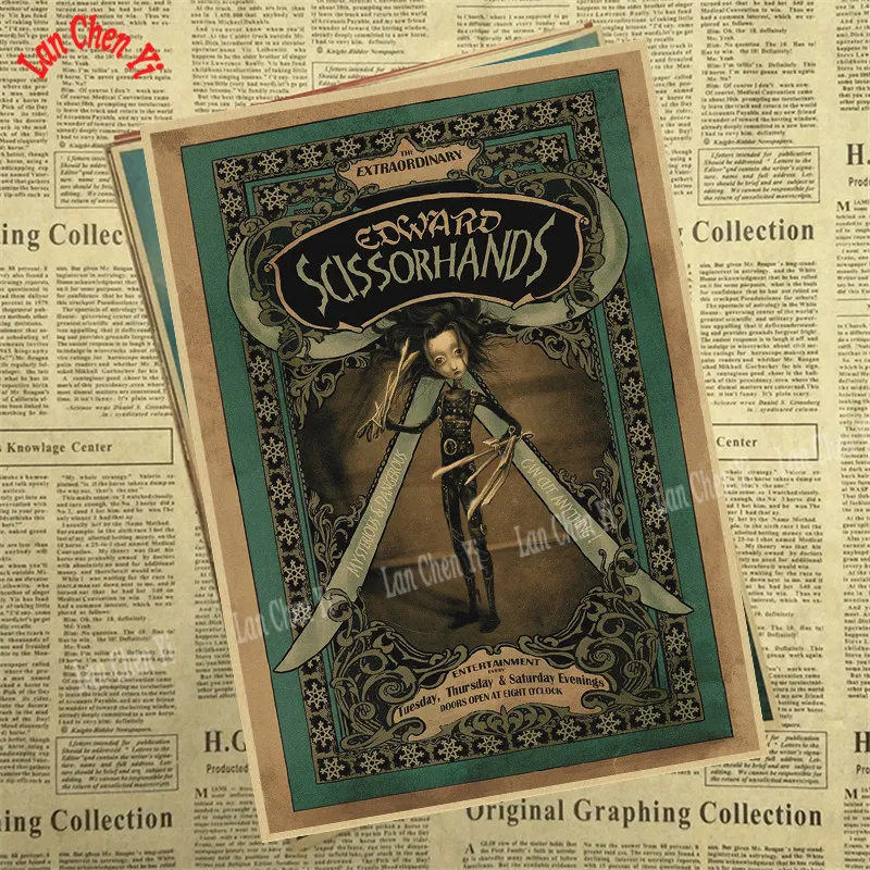 Эдварда Scissorhands винтажная крафт-бумага классический фильм постер художественные изделия для стен бумага краска Наклейка Декор кафе - Цвет: Светло-зеленый