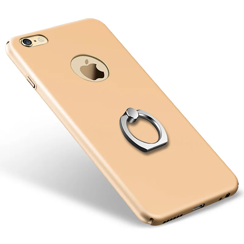 VOONGSON For iphone 5s SE 6 6s 7 Plus Coroful Sets of Hard PC Case+Ring Shelf Support 360 Degree Matt Plating Mobile Phone Cases |