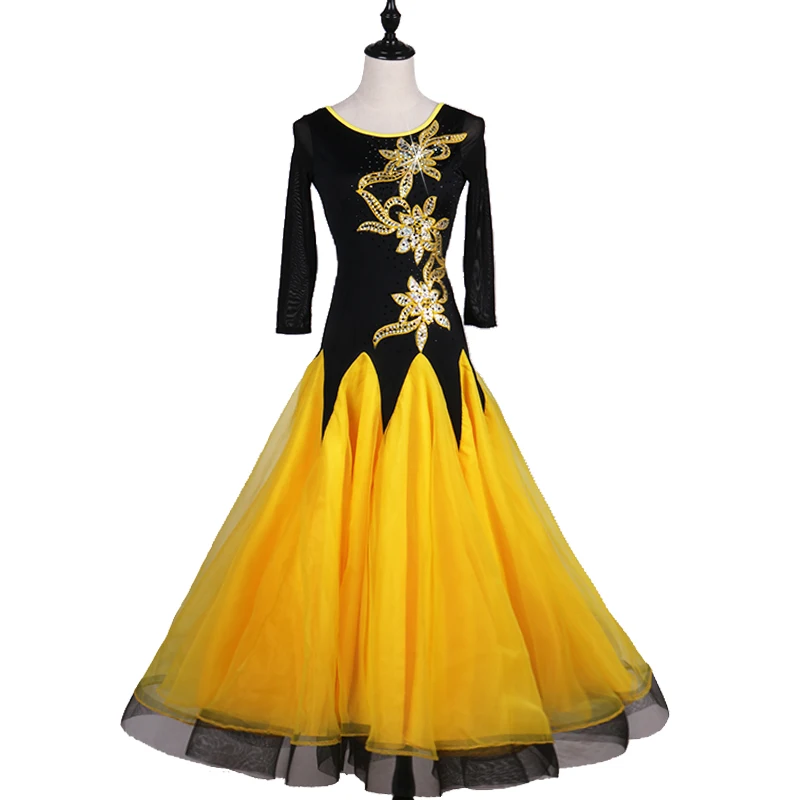 Ballroom Dance Costume Sexy Senior Half Sleevs Diamond Dress for Women Competition Dresses | Тематическая одежда и