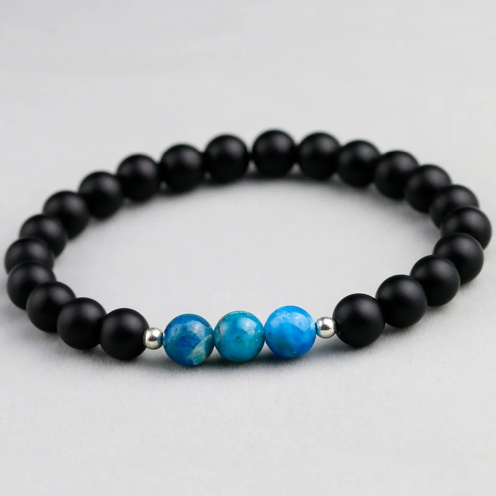 Браслет для йоги из натурального синего апатита лечебный Белый Howlite камень