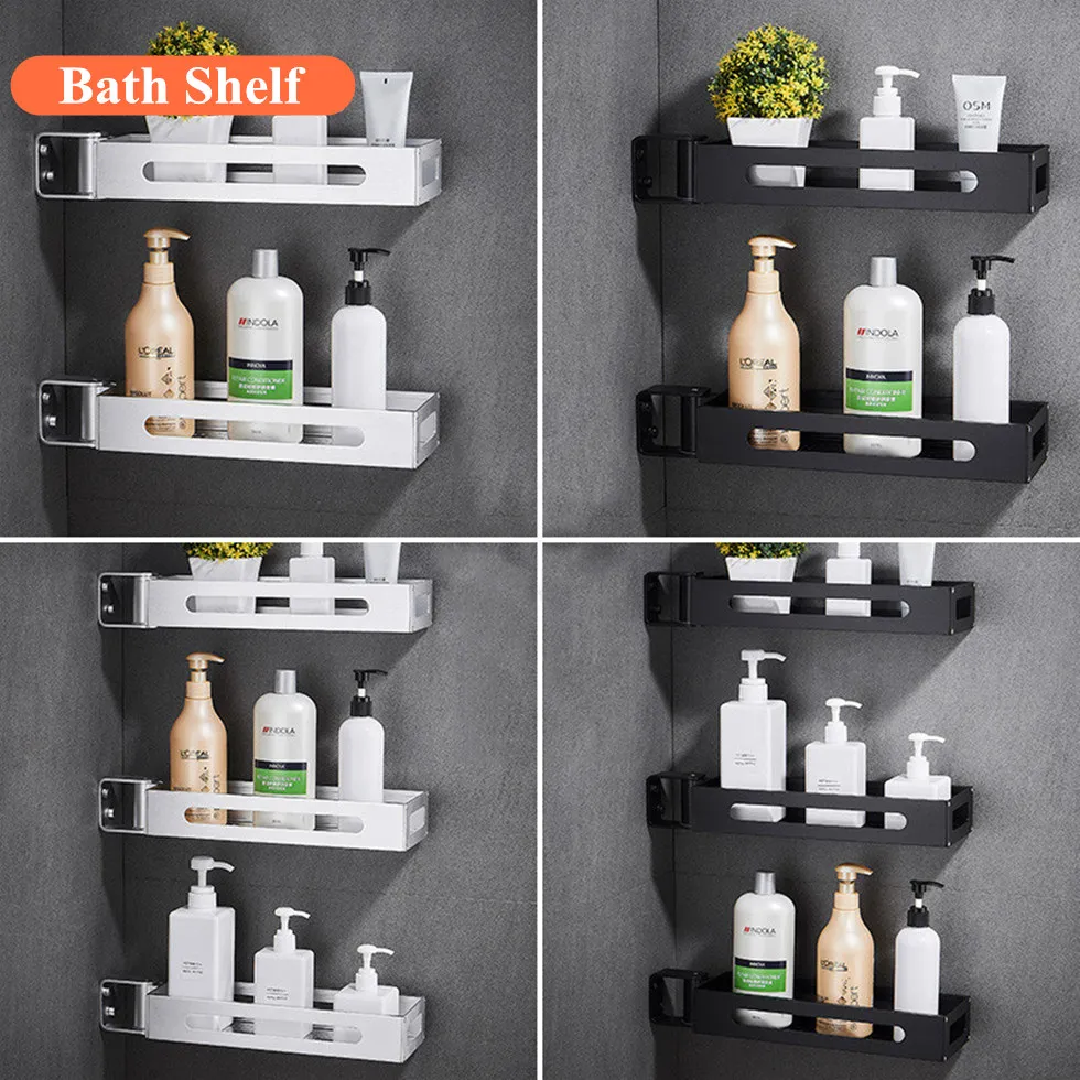 

Bathroom 1\2\3 Tier Black Spice Rack Kitchen Pantry Rack Organizer Wall Hanging 180 Degree Rotating Corner Shelf