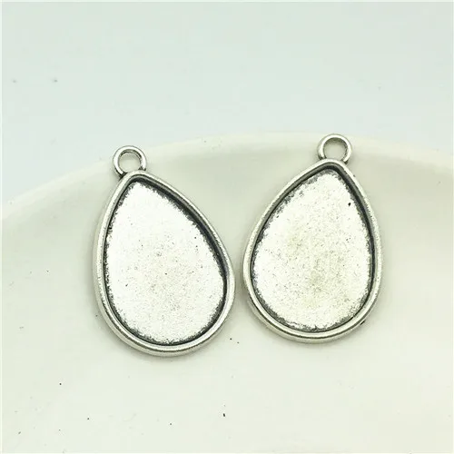 antique silver Слеза морского сплава 10 шт./партия буксировочные цвета капли воды форма камея из кабошона Установка основания 21*32 мм(подходит 18*25 мм) Подставка для кабошона AXDT113 - Цвет: antique silver