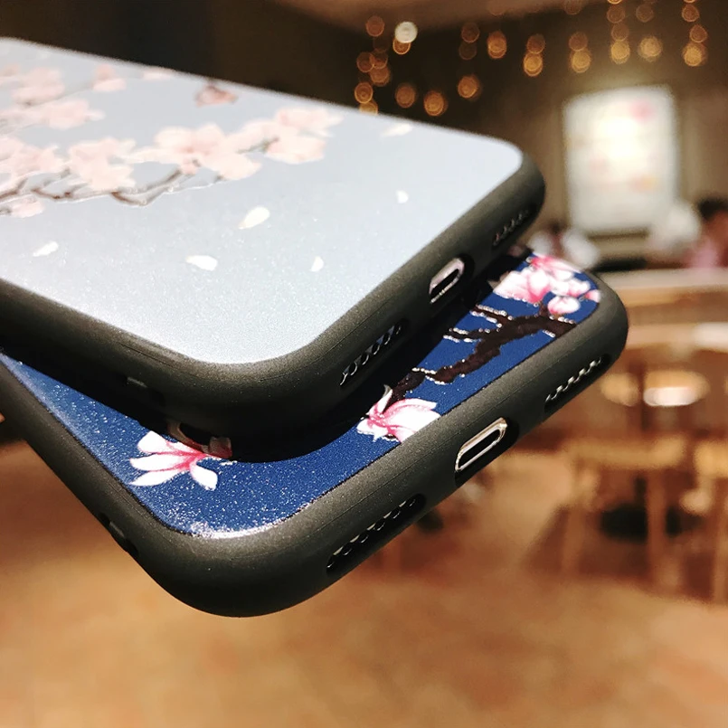 Luxury Floral Phone Case For 7 6 6S 8 Plus Soft TPU Orchid Cover iPhone XS MAX XR 8Plus 7Plus Flower Coque Funda |
