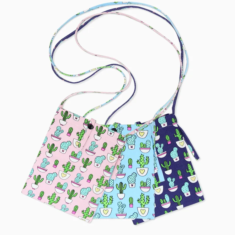 

YILE Handmade Cotton Canvas Cross Body Strap Phone Bag Key Coin Pouch Cactus X06