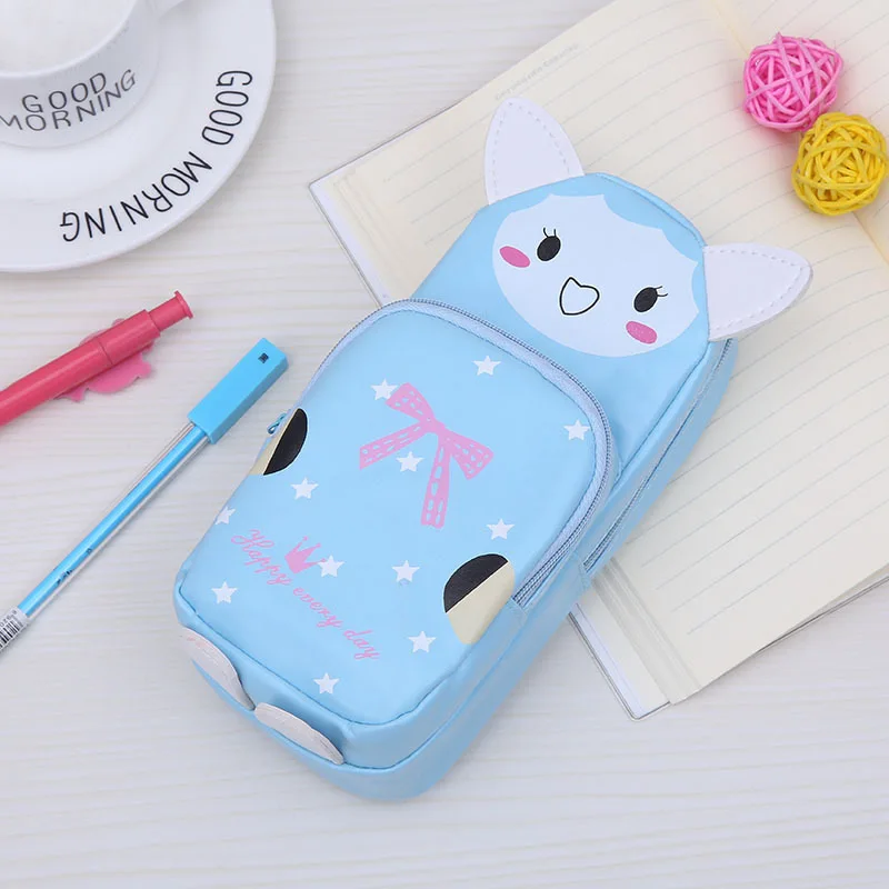 Мультфильм кожаный кошка кролик Panda Карандаш сумка милые животные Ручка сумки