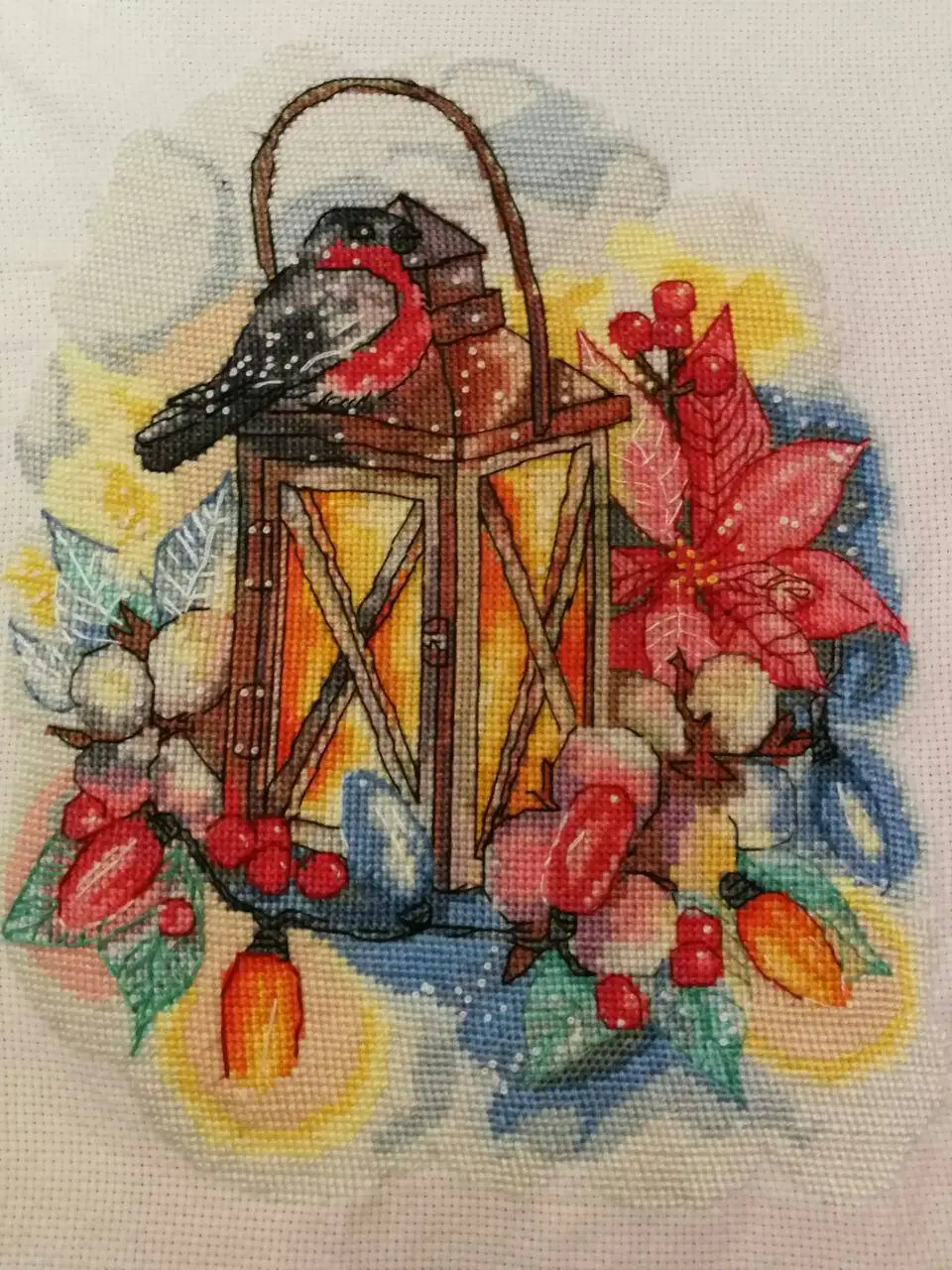 Bird and lamp cross stitch kit aida 14ct 11ct count print canvas stitches embroidery DIY handmade needlework