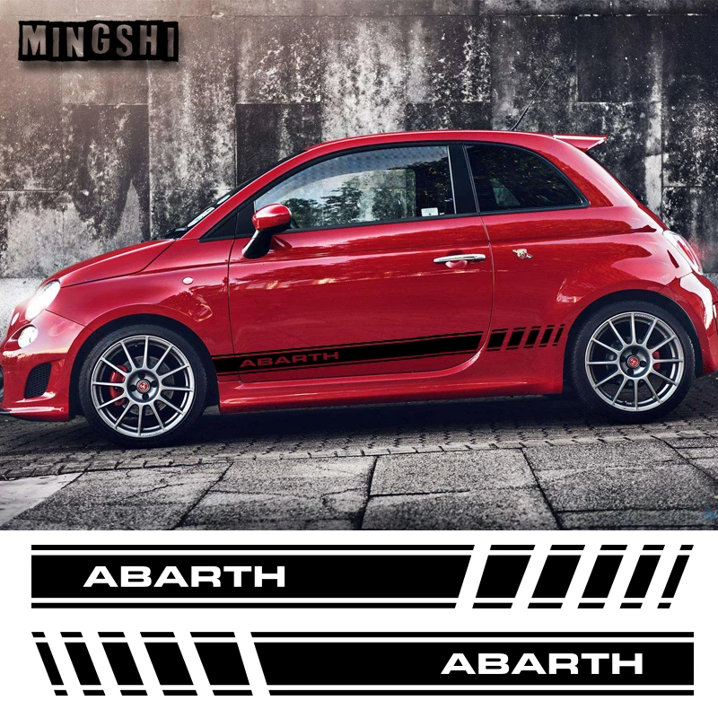 1 пара 2 сторонних виниловых стильных наклеек для автомобиля Abarth боковые полоски для юбки наклейки Обертывания Наклейки для тела s графика для FIAT 500