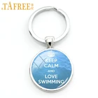 Брелок TAFREE с надписью Keep calm and Love, спортивный брелок для плавания, ювелирный, с кольцом-держателем, подарок для мужчин и женщин, SP388