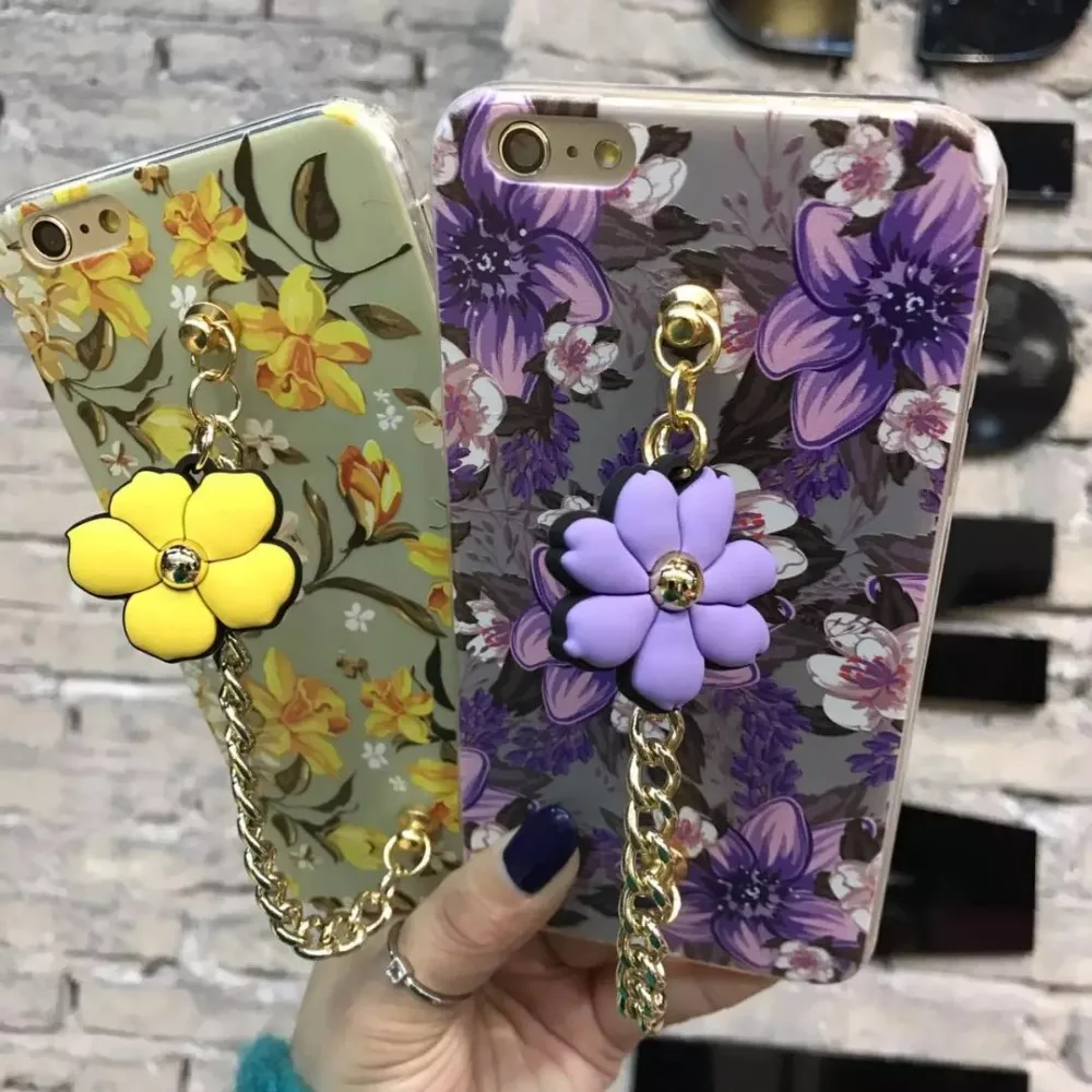Новое поступление! мода Окрашенные цветок цепи Мягкие TPU + PC телефон задняя крышка