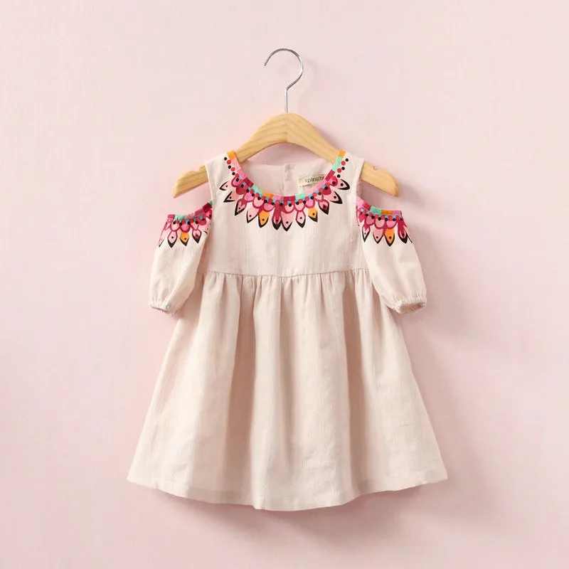 2019 kids dress for girl fashion spring Print strapless cotton clothing princess casual | Детская одежда и обувь