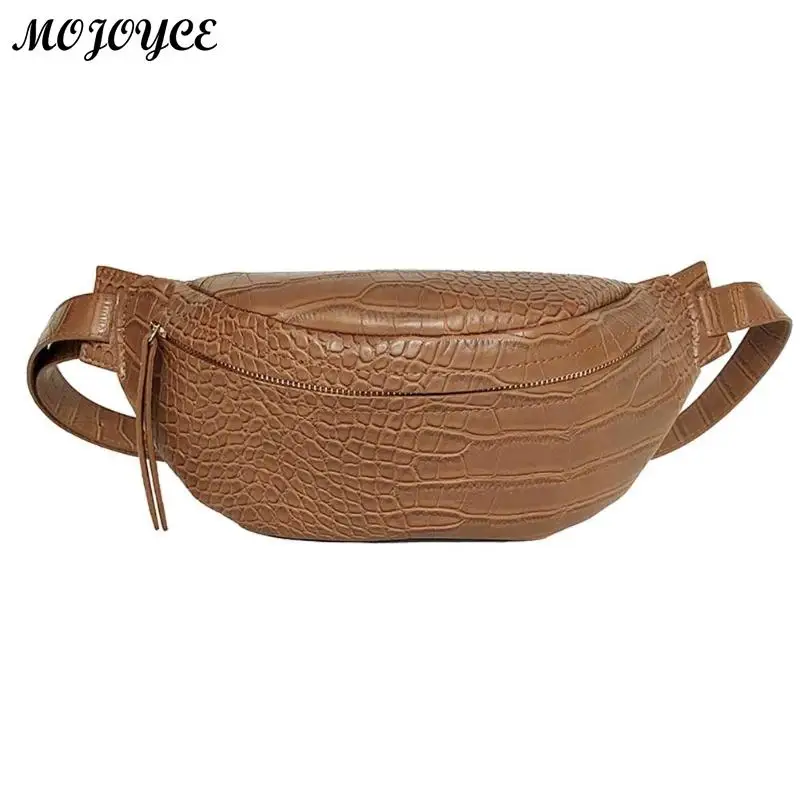 Light Brown Аллигатор Hobos для женщин сплошной цвет спортивная сумка на плечо поясная сумка для девочек Повседневная кожаная Фанни нагрудный ремень сумки через плечо Sac A Dos - Цвет: Light Brown