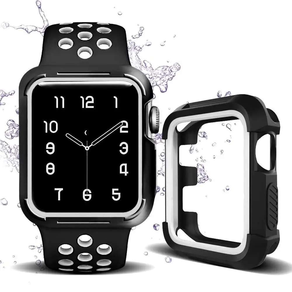 Black-White Наручных часов Apple Watch, версии с Чехол 38-42, не замненная Мягкий защитный чехол силиконовый спортивный ремешок для смарт-часов Series4/3/2/1 Nike Sport Edition - Цвет ремешка: Black-White