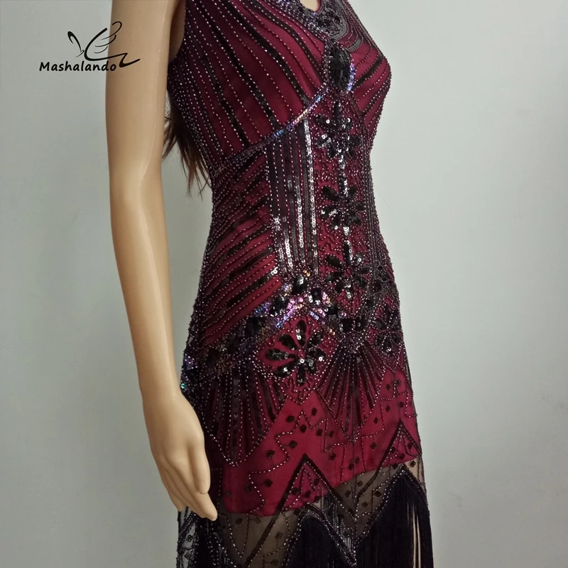 Платье С Блестками Бисером v образным вырезом и кисточками длинное черное