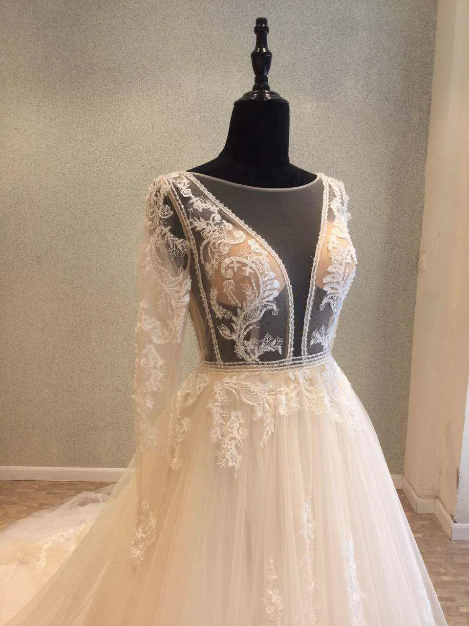 Vestido de noiva новое длинное свадебное платье 2018 с длинным рукавом шлейфом