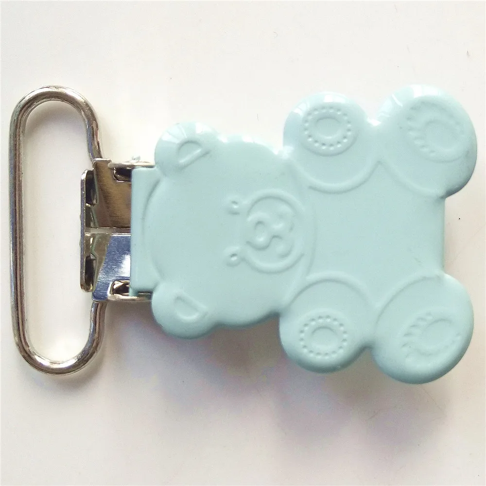 20pcs 25mm fashion free sample soft blue ted bear shape pacifier holder clips 2016 wholesale | Дом и сад