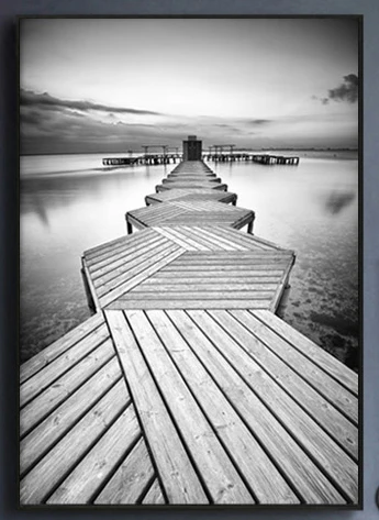 no frame1 Nordic Style Prints Wall Art Black And White Tree Poster Minimalist Bridge Painting Canvas Modular Landscape Pictures Home Decor - Цвет: no frame1