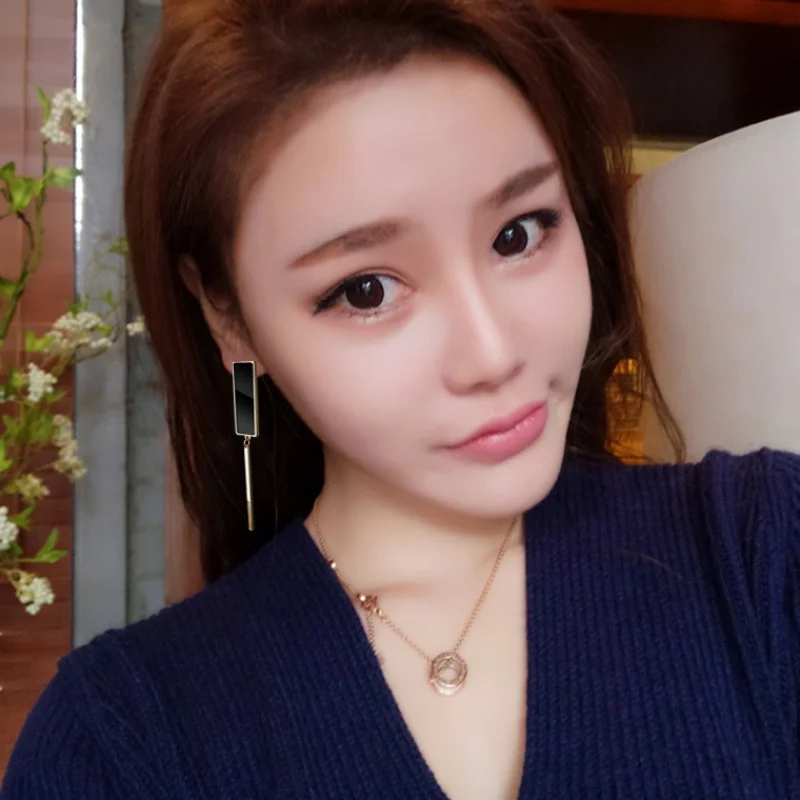 earrings female asymmetrical geometric figure joker Korean version long fashion | Украшения и аксессуары