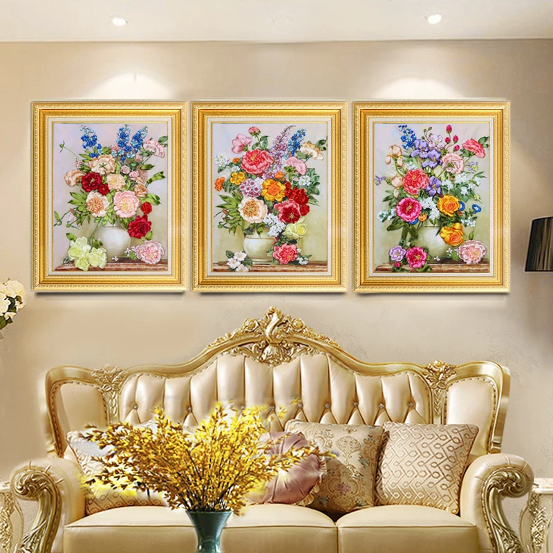Цветочная трехмерная вышивка ручной работы материалы для вышивки гостиной | Дом