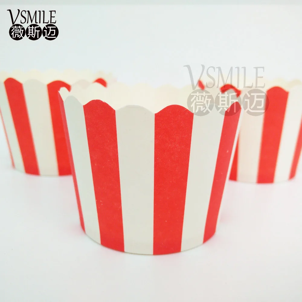 100 шт красные белые полосатые бумажные чашки для выпечки кексов свадьбы дня