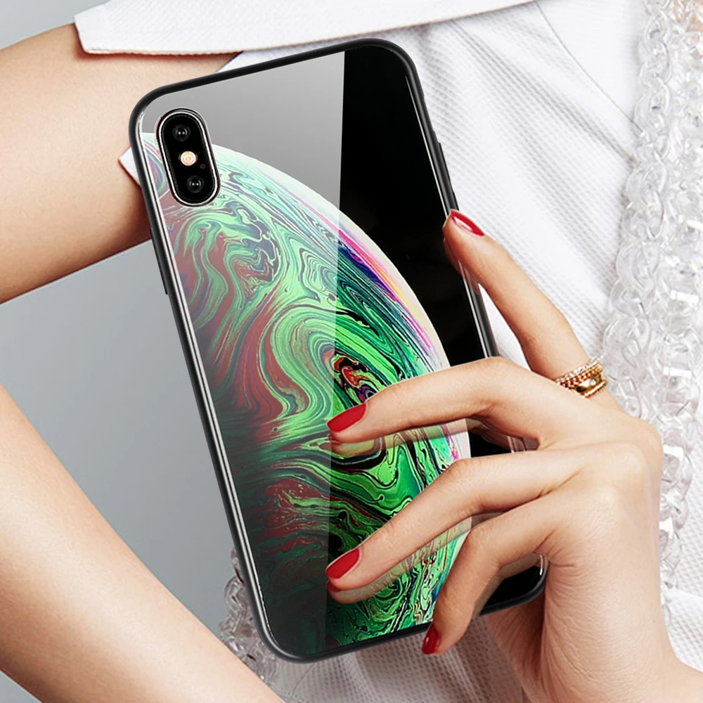 MYSUN стеклянный чехол для iPhone XS Max XR X 6 6S 7 8 Plus Винтажный телефона с полным корпусом